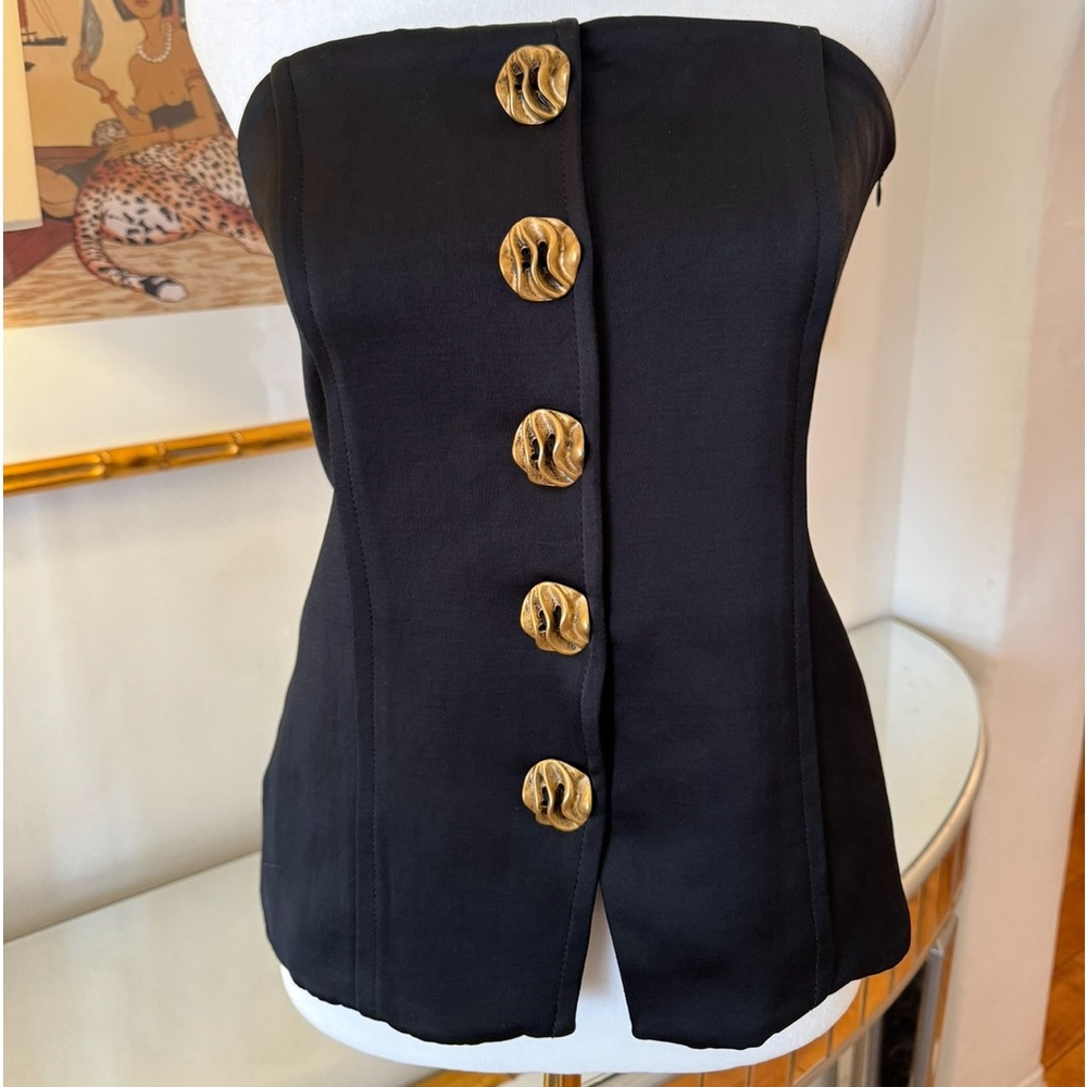 ZARA Strapless Top With Unique & Elegant Gold Buttons. Size XS New With Tags.